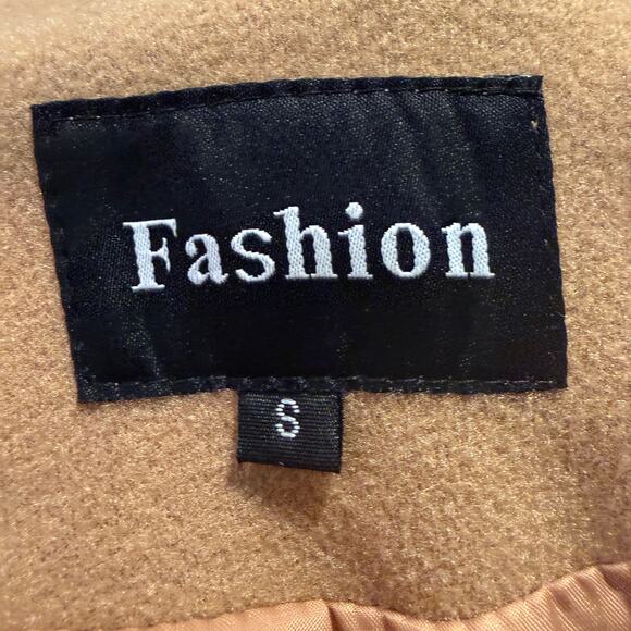 Camel Brown Wool Blend Long Coat Women Small Winter Outerwear Chic Fall Classic - Picture 5 of 6